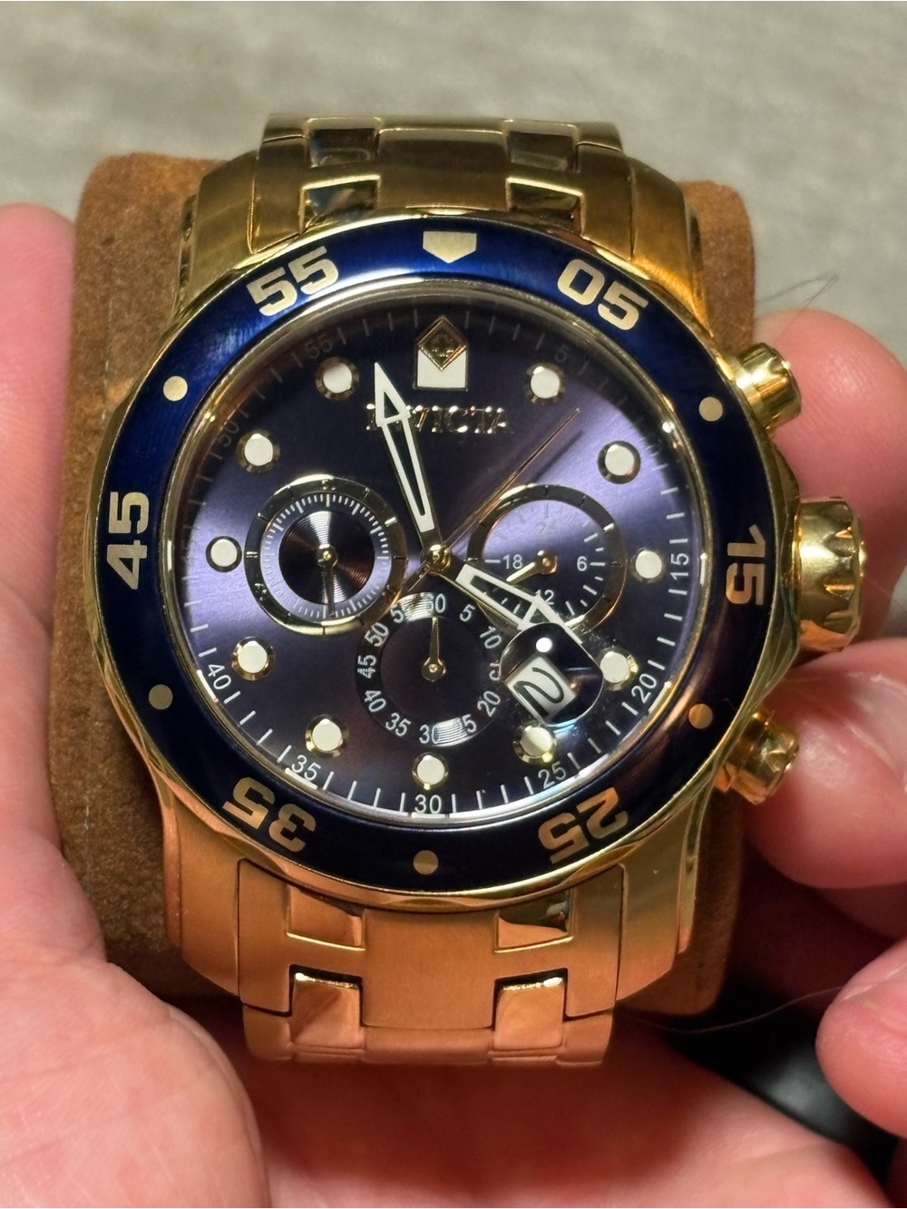 Invicta mens 0073 Pro diver Quartz Chronograph Blue Dial Watch - Picture 3 of 8